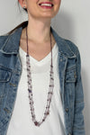 Glass Beaded Layered Necklace Purple
