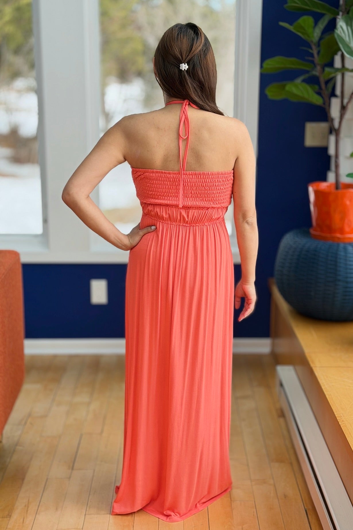 Halter Maxi Dress - Orange