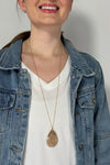 Beaded Tear Pendant Long Necklace - Gold