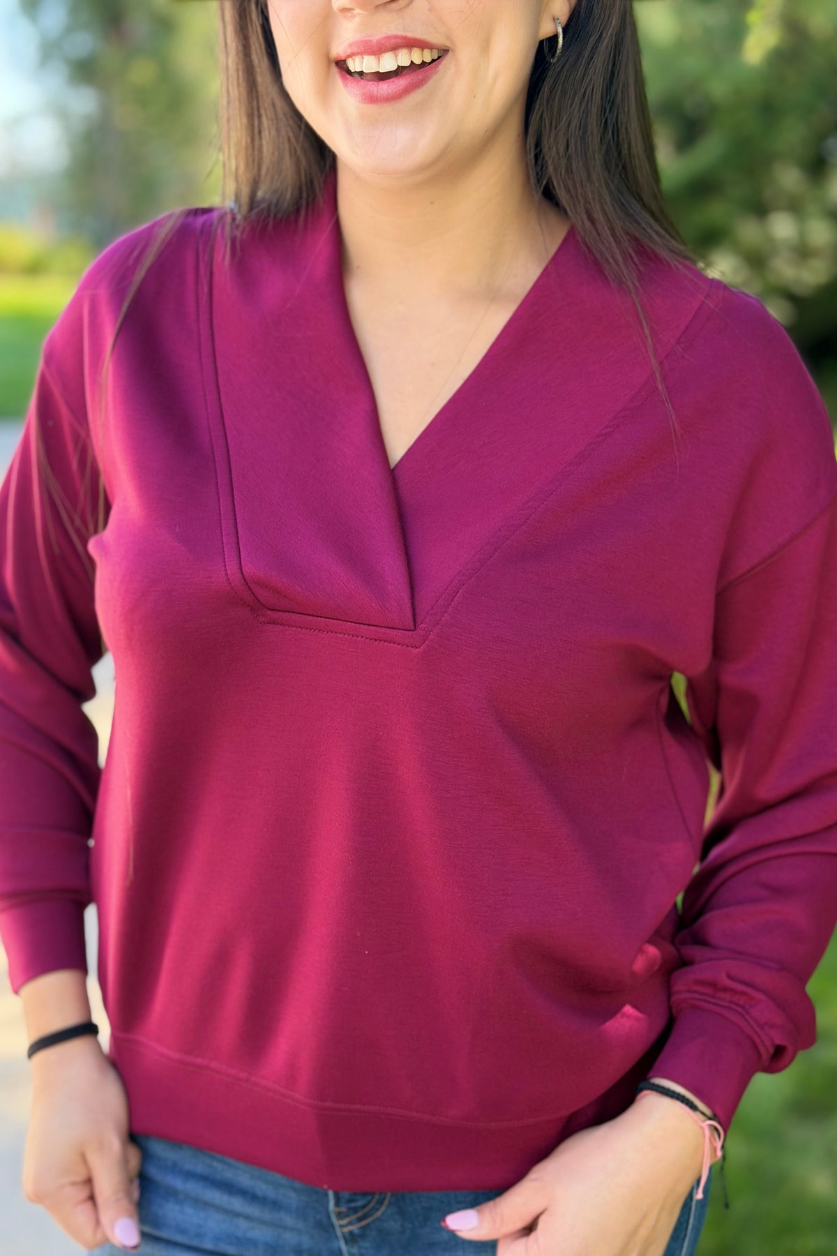 Luxeknit Shawl Neck Pullover - Merlot