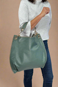 Carly Studded Crossbody Hobo - Slate