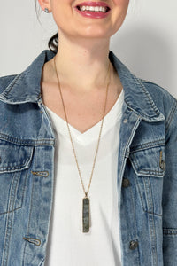 Vertical Stone Bar Necklace - Grey