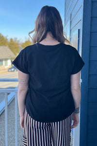 Rounded Hem Solid Tee - Black