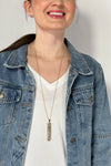 Vertical Stone Bar Necklace - Dalmatian Jasper