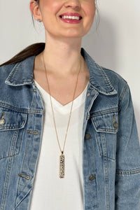Vertical Stone Bar Necklace - Dalmatian Jasper