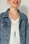 Vertical Stone Bar Necklace - Turquoise