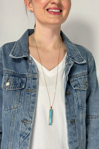 Vertical Stone Bar Necklace - Turquoise