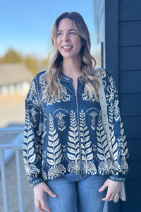 Printed Jacket - Navy Multi