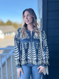 Printed Jacket - Navy Multi