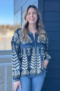 Printed Jacket - Navy Multi