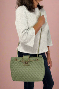 Quilted Tote Bag With Chain Strap