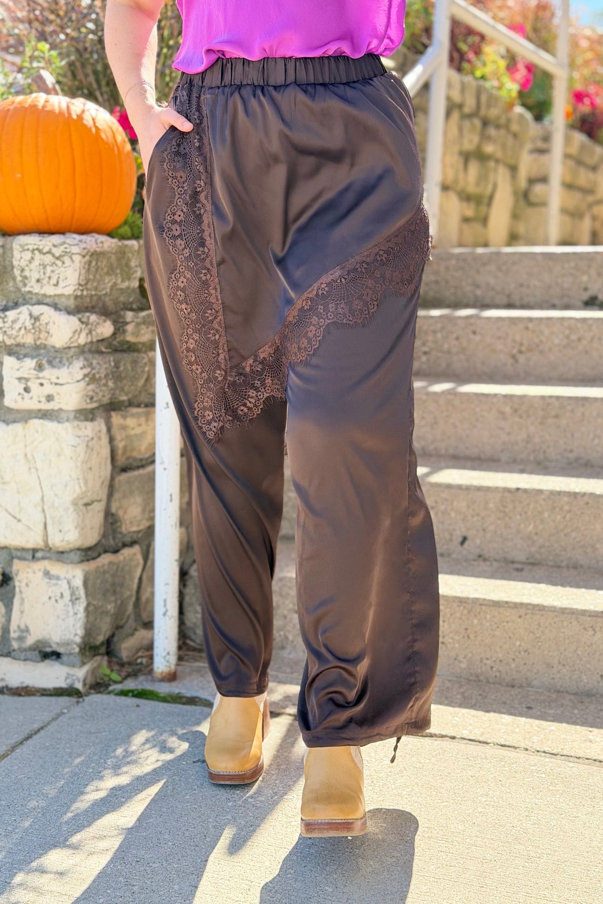 Half Slip Skirt Lace Pants - Espresso