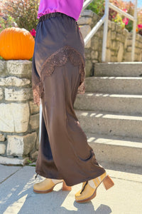 Half Slip Skirt Lace Pants - Espresso