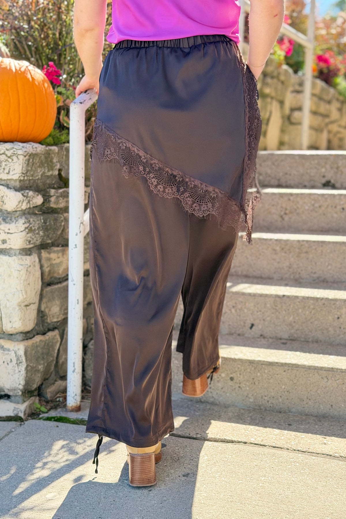 Half Slip Skirt Lace Pants - Espresso
