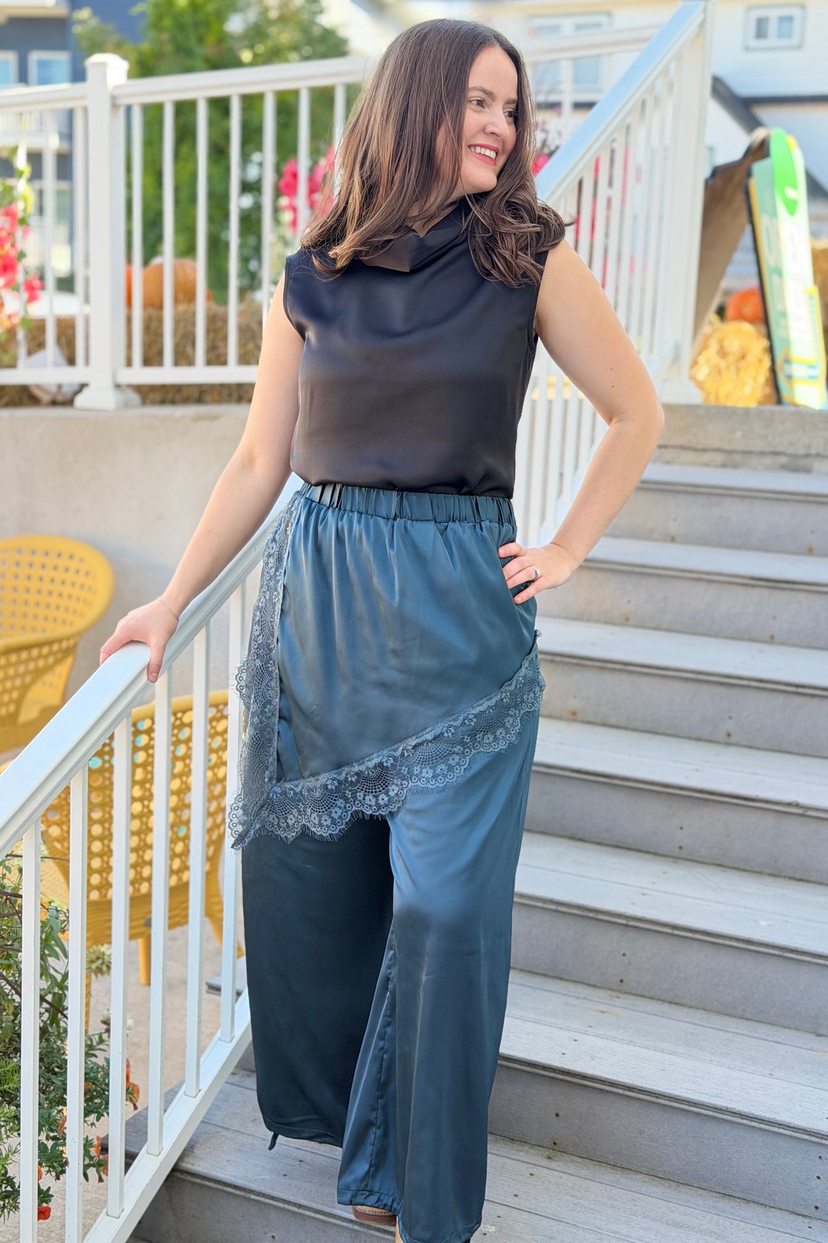 Half Slip Skirt Lace Pants - Teal