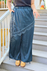 Half Slip Skirt Lace Pants - Teal