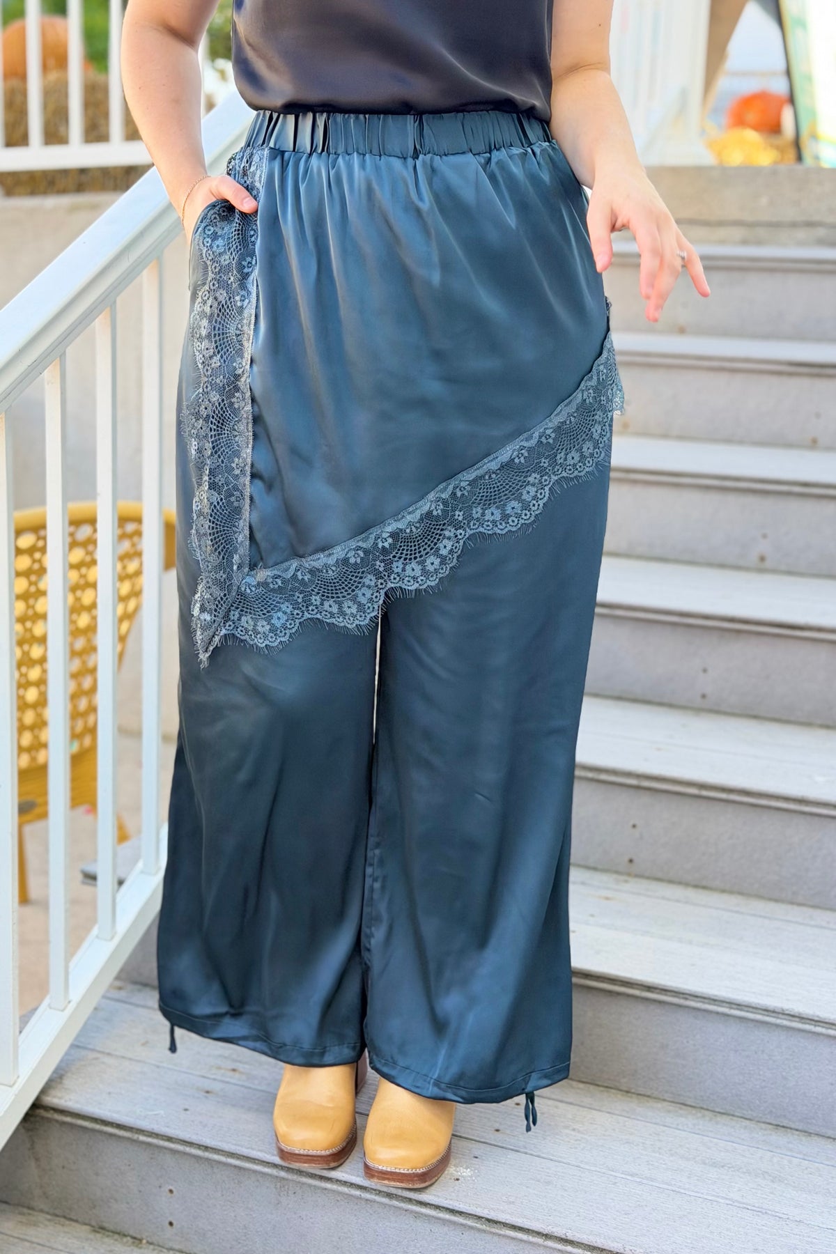 Half Slip Skirt Lace Pants - Teal