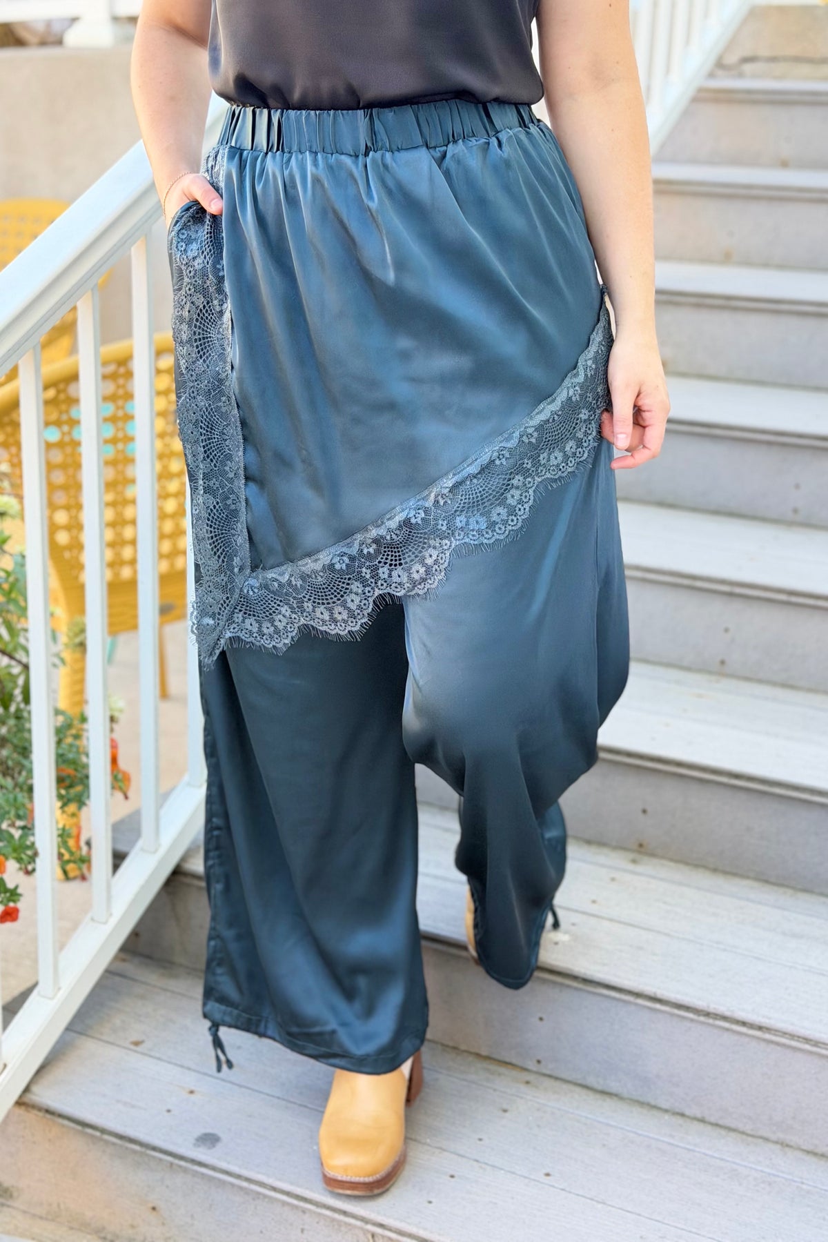 Half Slip Skirt Lace Pants - Teal