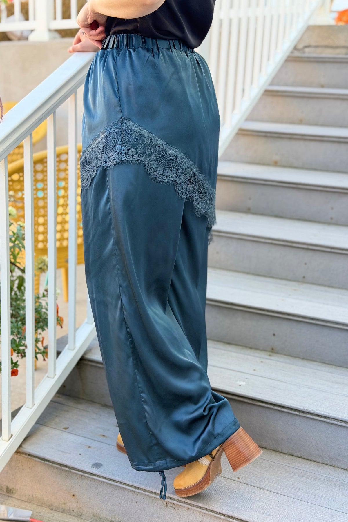 Half Slip Skirt Lace Pants - Teal