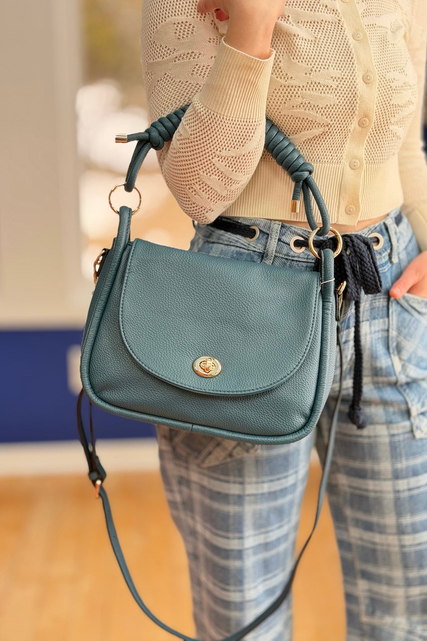 Effie Messenger Satchel Bag - Blue
