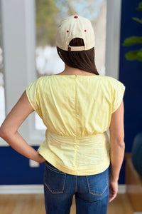 Boat Neck Peplum Top - Lemon Drop