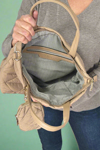 Scout Quilted Nylon Tote - Taupe