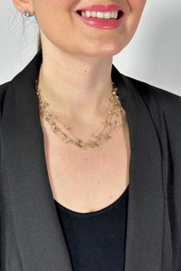 Layered Faceted Beads Necklace Gold