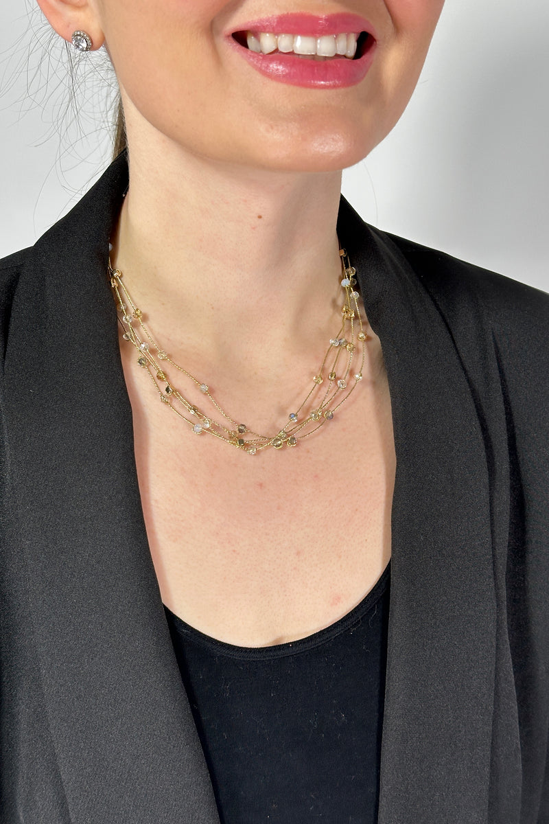 Layered Faceted Beads Necklace Gold
