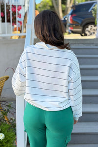 Modal Scuba Stripe V-Neck - Cream
