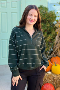Modal Scuba Stripe V-Neck - Green