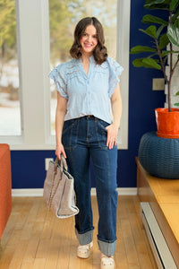 Super Stretch Stitch Detail Straight Jeans