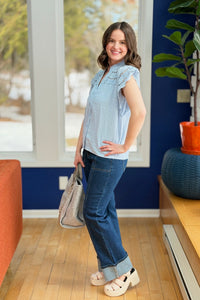 Super Stretch Stitch Detail Straight Jeans