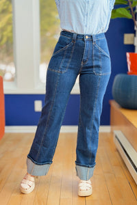 Super Stretch Stitch Detail Straight Jeans