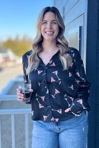 Cocktails On Me Print Shirt
