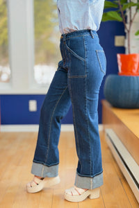Super Stretch Stitch Detail Straight Jeans