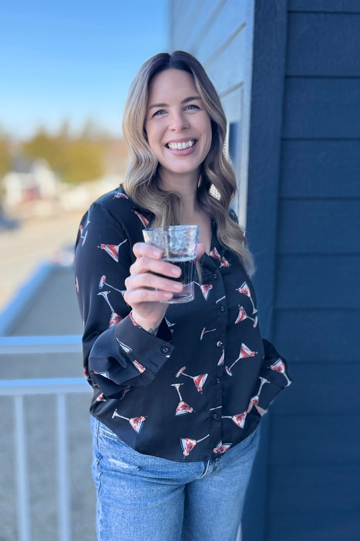 Cocktails On Me Print Shirt