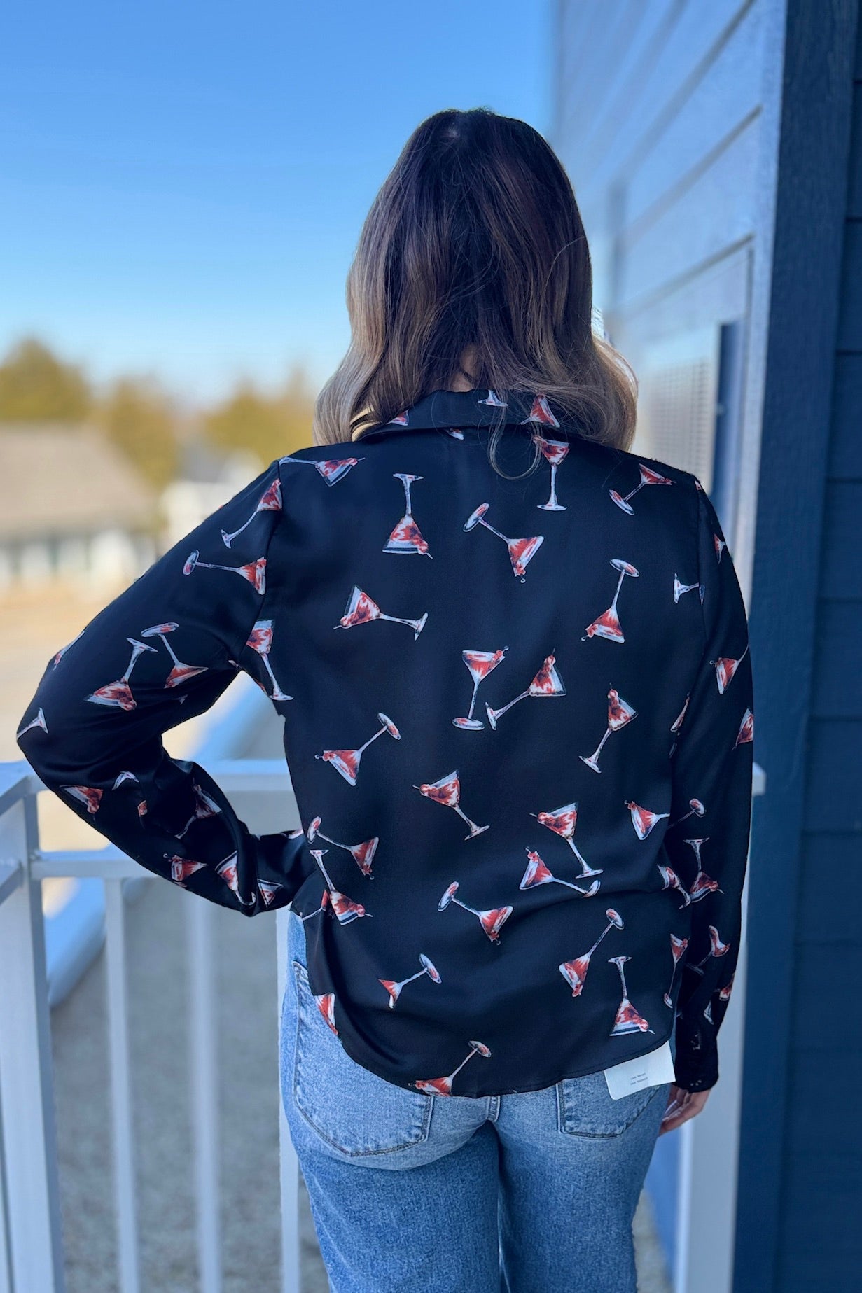 Cocktails On Me Print Shirt