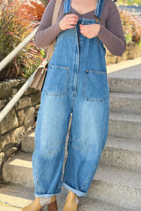 Western Wide-Leg Denim Overalls