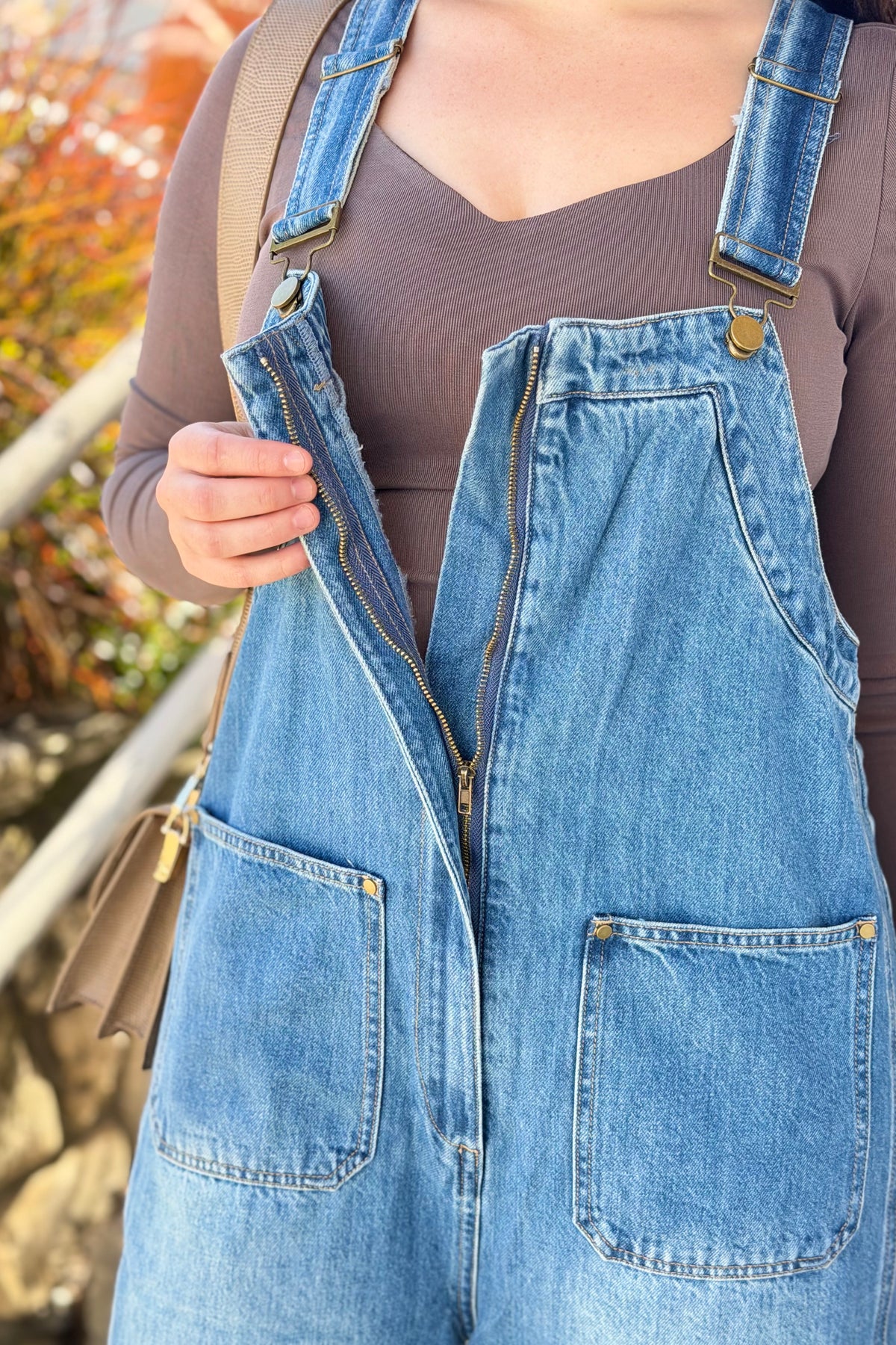 Western Wide-Leg Denim Overalls