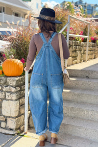Western Wide-Leg Denim Overalls