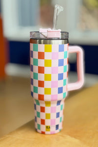 Multicolored Checkered Coffee 40 Oz Tumbler