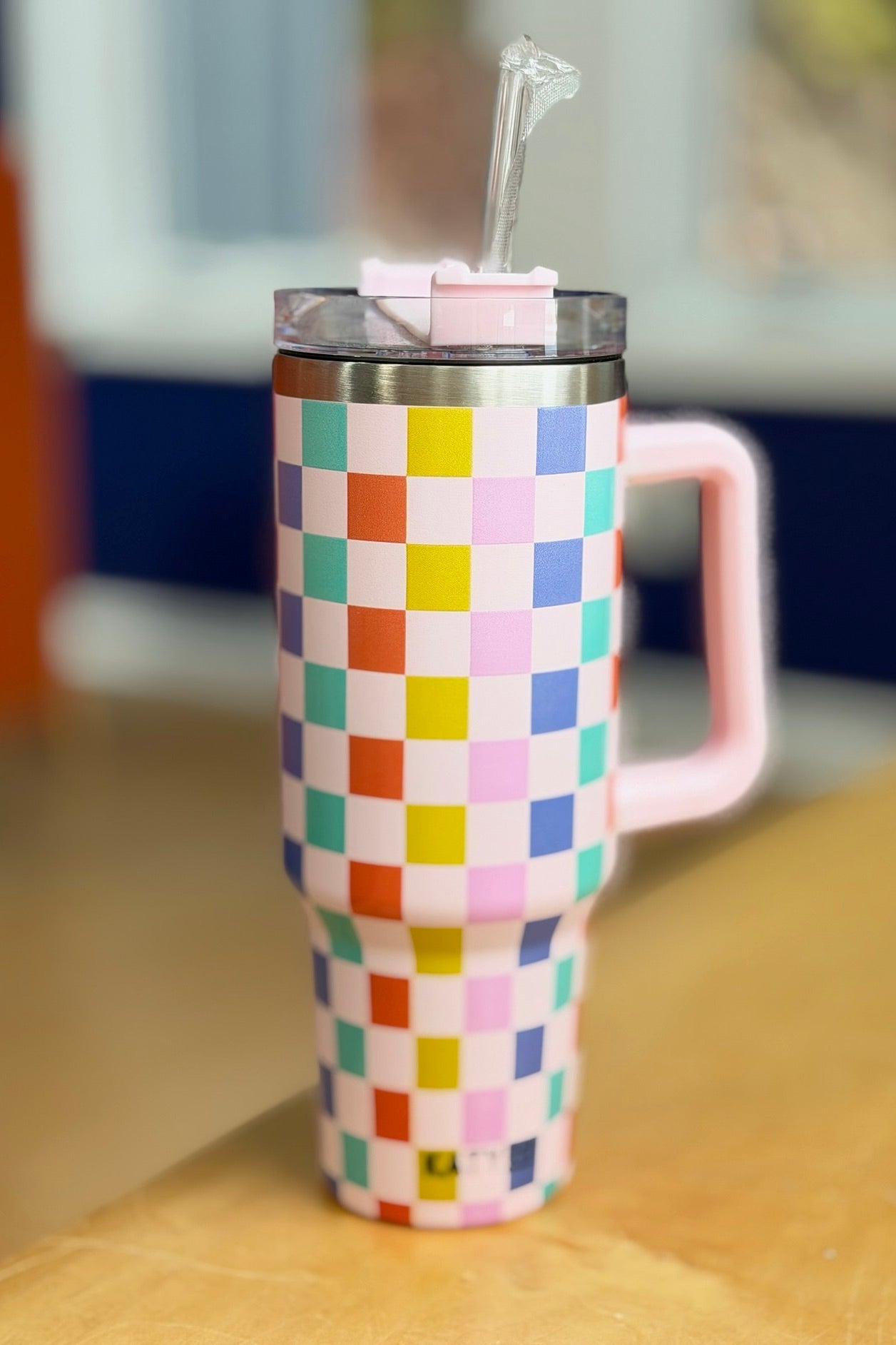 Multicolored Checkered Coffee 40 Oz Tumbler