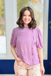 Side Button & Tie Top - Rose