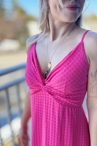 Two Tone Checkered Dress - Pink