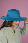 Wide Flat Brim Hat - Blue