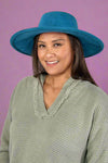 Wide Flat Brim Hat - Blue