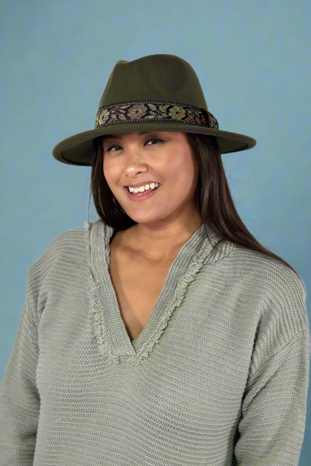 Fedora Jazz Hat - Army Green
