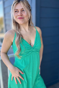 Two Tone Checkered Dress - Green