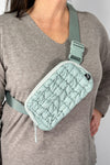Quilted Puffer Belt Bag - Sage