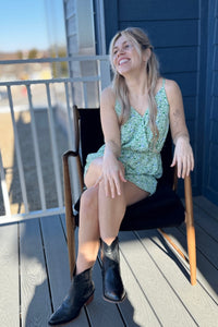 Printed Cami Romper - Green
